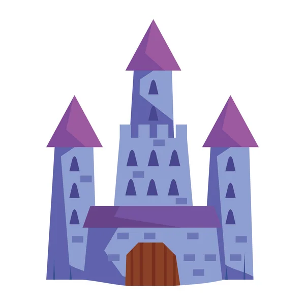 Castillo Cuento Hadas Púrpura Icono Aislado — Vector de stock