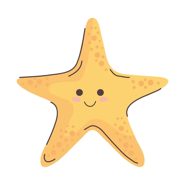 Cute Starfish Animal Tender Character — Stock Vector