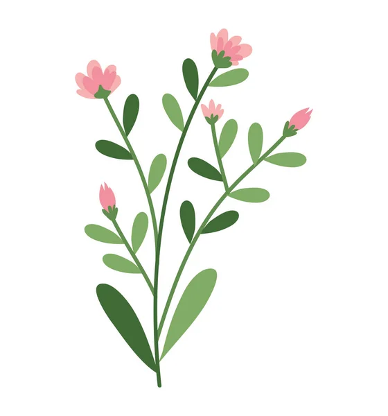 Pink Flowers Garden Nature Icon — 图库矢量图片