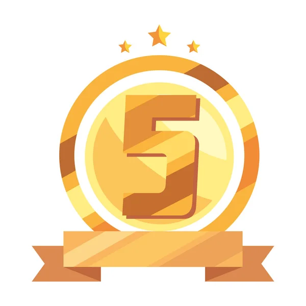 Fifth Annivesary Golden Badge Icon — Stock Vector