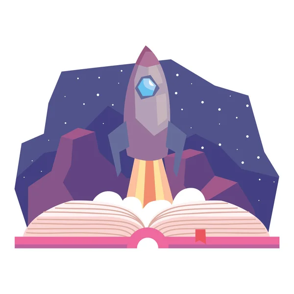 Book Stories Rocket Icon — Stock Vector