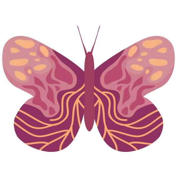 Niedlichen Schmetterling Boho Stil Ikone — Stockvektor