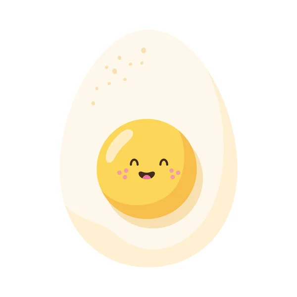 Boiled Egg Kawaii Character Icon — Stock Vector