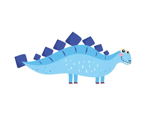 Niedlichen Dinosaurier Blaue Farbe Charakter — Stockvektor