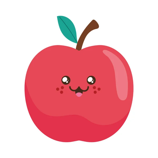 Ikon Karakter Kawaii Apel Merah - Stok Vektor