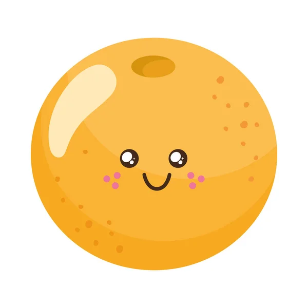 Arancia Frutta Kawaii Personaggio Icona — Vettoriale Stock
