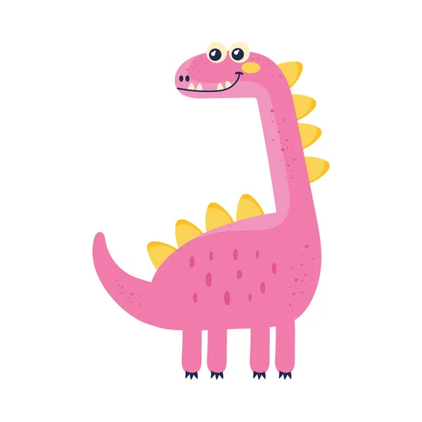 Симпатичный Розовый Персонаж Комикса Про Динозавров — стоковый вектор