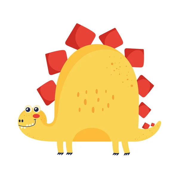Cute Yellow Dinosaur Comic Character — Stock Vector