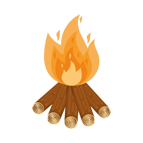 Feu Camp Bois Flamme Icône Isolée — Image vectorielle