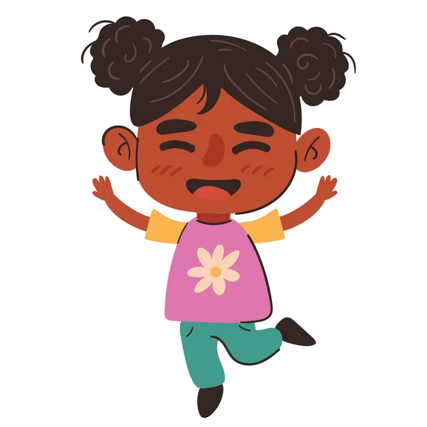 Little Girl Kid Celebrating Character — Stock Vector