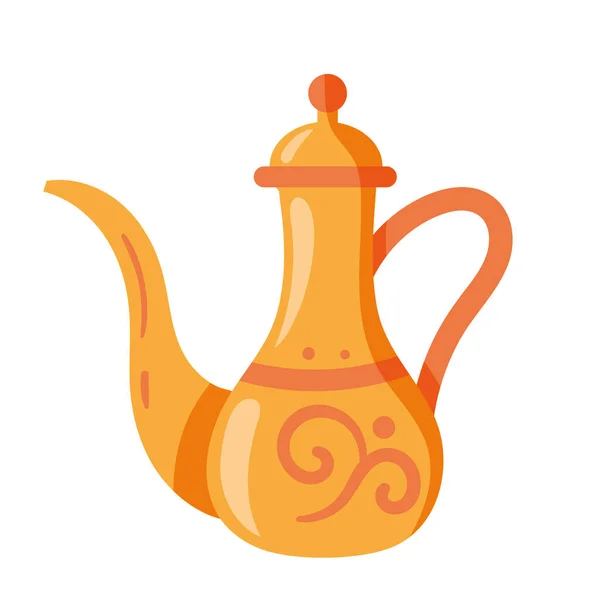 Muslim Golden Teapot Decorative Icon — Stock Vector