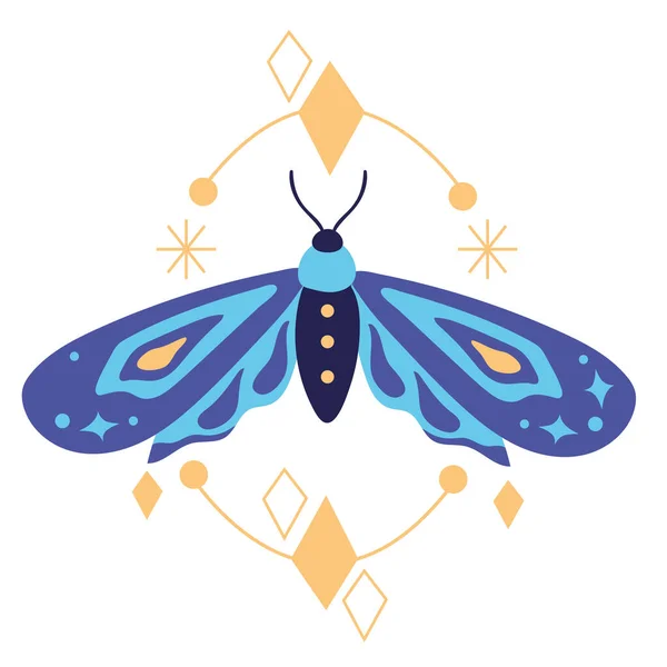 Mariposa Azul Alquimia Doctrina Icono — Vector de stock