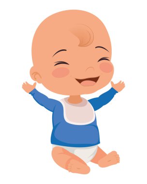 Küçük erkek bebek oturmuş karakterine