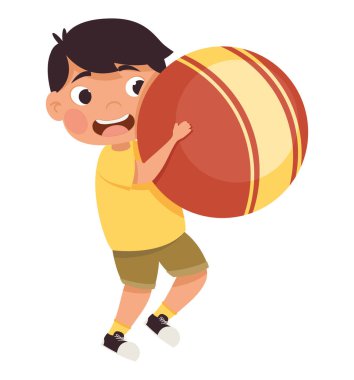 Küçük çocuk balon karakteriyle oynuyor.