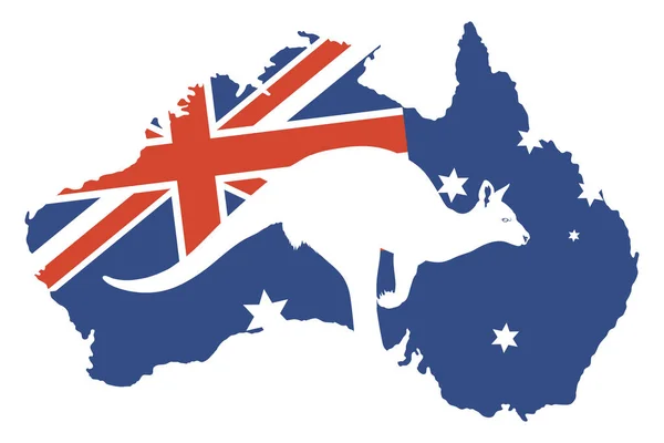 Αυστραλιανή Σημαία Στο Εικονίδιο Χάρτη — Διανυσματικό Αρχείο