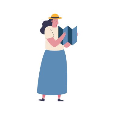 Harita karakterli kadın gezgin