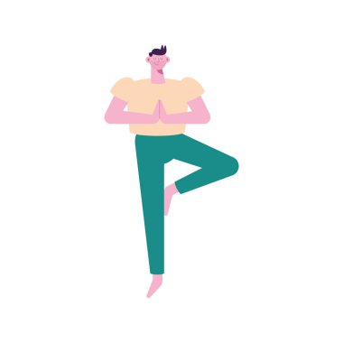 Yoga yapan ayakta duran bir adam.