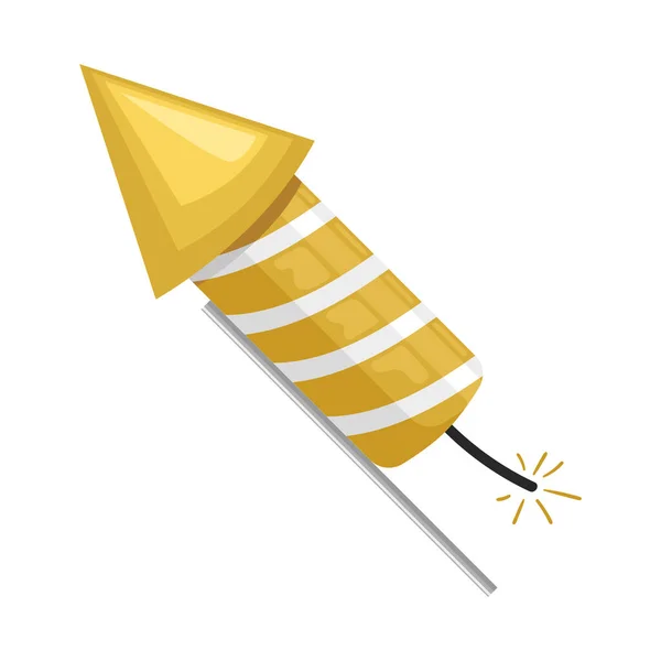 Golden Rocket Firework Celebration Icon — Stock Vector