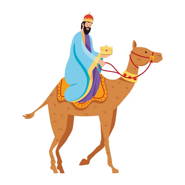 Balthasar Wise Man Camel Character — Stock Vector