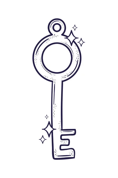 Retro Klíč Dveře Zabezpečení Izolované Ikony — Stockový vektor