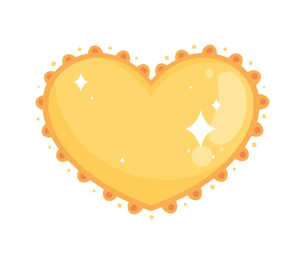 Corazón Amarillo Con Icono Encaje — Archivo Imágenes Vectoriales