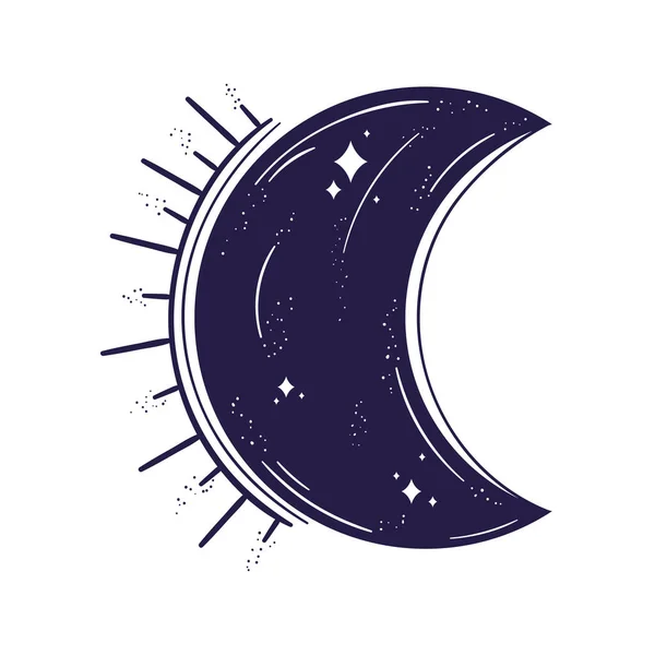 Esoteric Crescent Moon Rays — Stock Vector