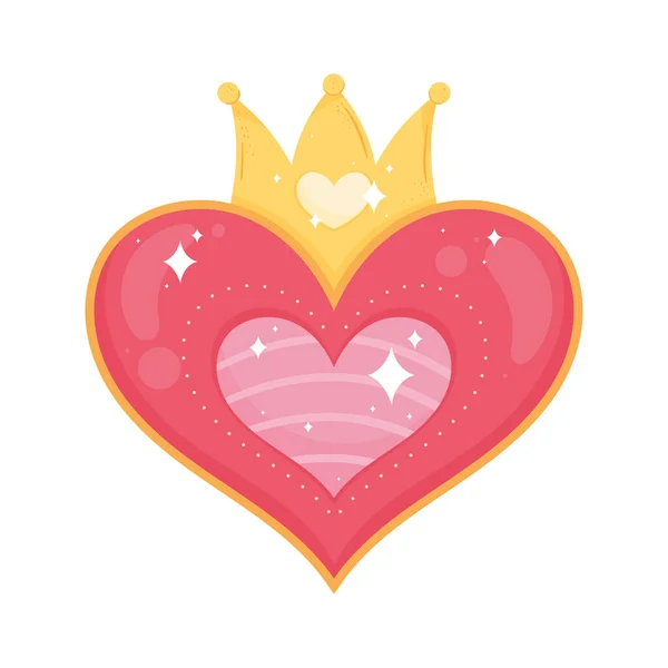 Hjärtan Kärlek Med Krona Ikon — Stock vektor