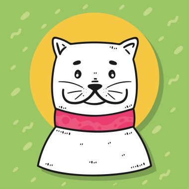 Sevimli beyaz kedi karakteri.