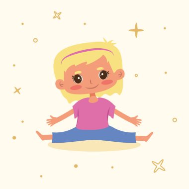 Sarışın kız yoga karakteri çalışıyor.