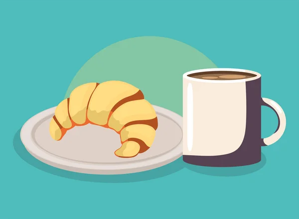 Croissant Coffee Breakfast Icon — Stock Vector