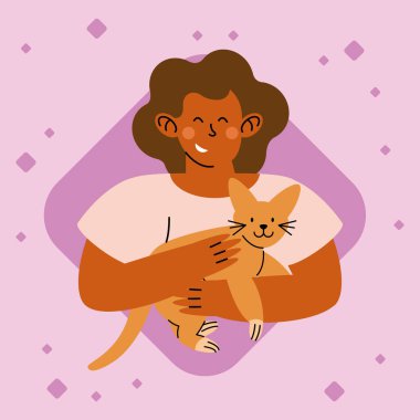 Kedi karakterli afro bir kadın.