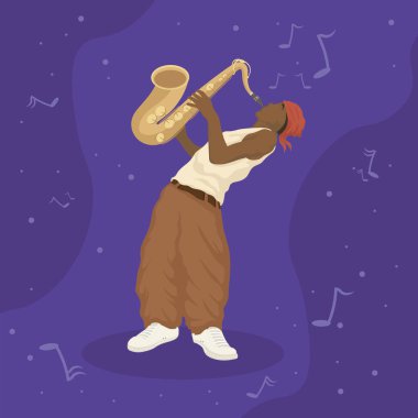 Saksafon çalan afro adam.