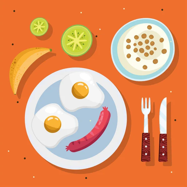 Symbole Des Gesunden Frühstücks — Stockvektor