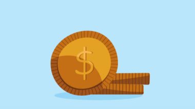 Altın sikkeler para dolar animasyon, 4k video animasyon