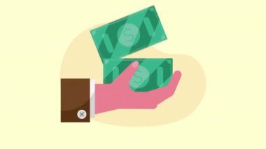 Faturalarla el, para dolar, 4k video animasyon.