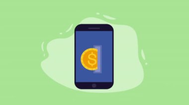 coin money dollar in smartphone ,4k video animated