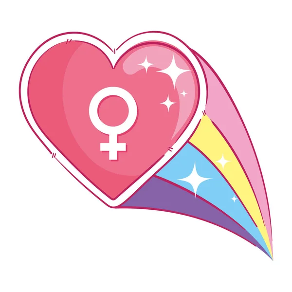 Female Gender Symbol Heart Icon — Stock Vector