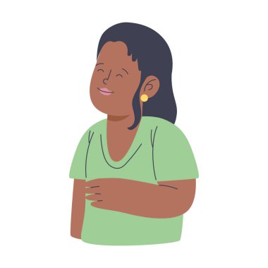 Afro genç kadın mutlu karakter