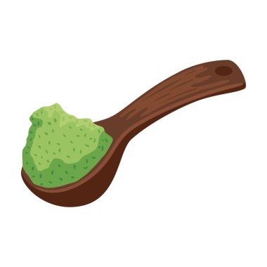 Kaşık ikonunda yeşil çay tozu