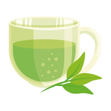 yeşil çay yapraklı içecek.