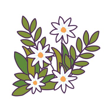 Beyaz çiçekler bahçe ve yapraklar