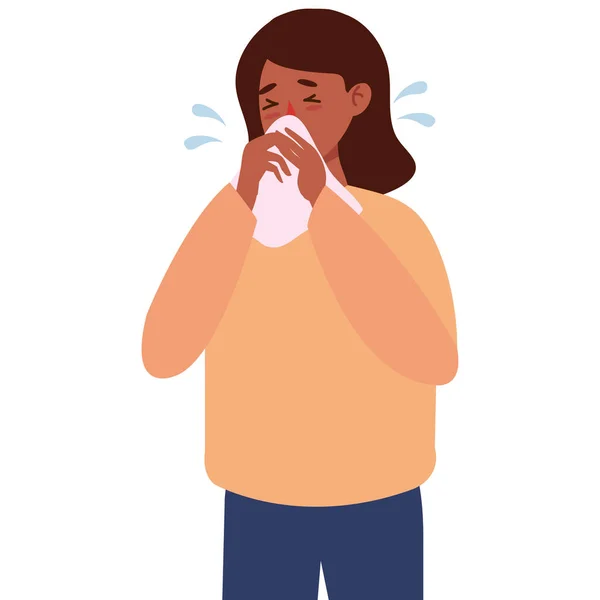 Mulher Doente Com Caráter Gripe — Vetor de Stock