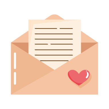 İçinde aşk mektubu simgesi olan zarf