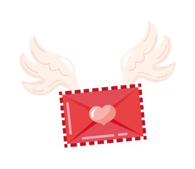 Aşk mektubu uçan sevgililer günü simgesi