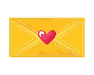 Kalp simgesi olan sarı zarf