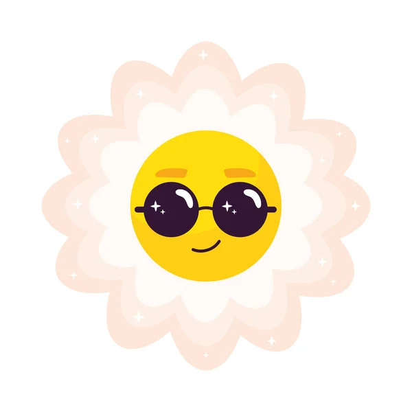 Flower Wearing Sunglasses Pop Art Style — Stock Vector