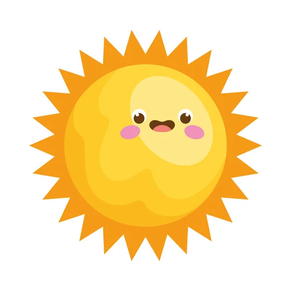 Season Sun Kawaii Emoticon Character — Stock Vector