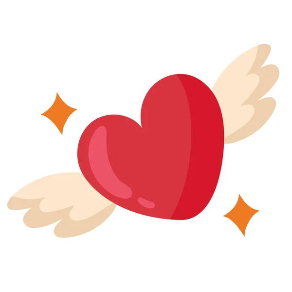 Corazón Con Alas Día San Valentín — Vector de stock