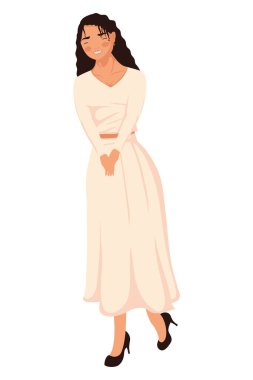 Mutlu genç kadın gülümseyen karakter