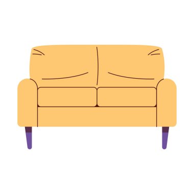 Sarı kanepe mobilyaları izole edilmiş ikon